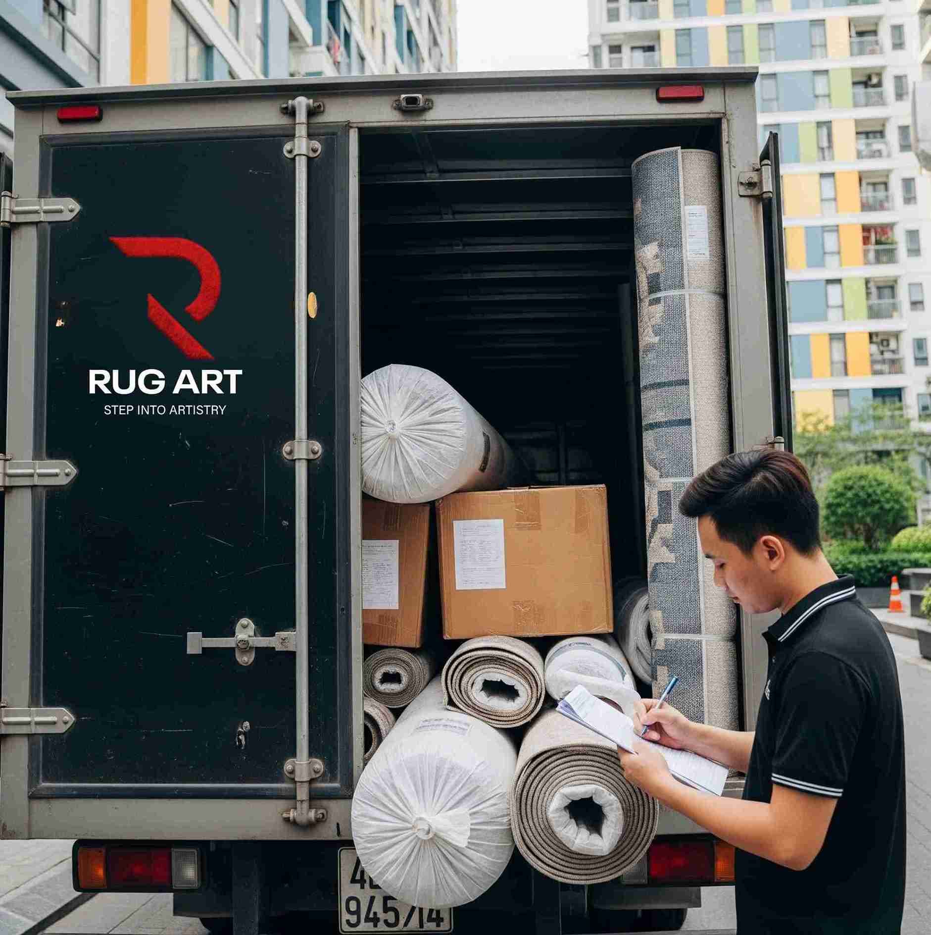 Thảm Rug Art được kiểm tra và chuẩn bị giao hàng